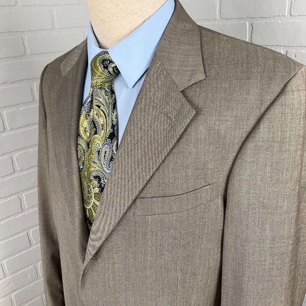 Nautica Blazer Men 40L Brown Classic Career Jacket Wool Romania VTG
